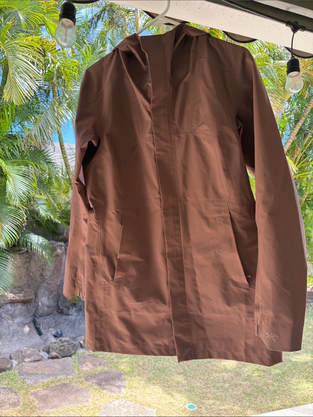 Arcteryx Codetta GORE TEX Taupe/brown  Hooded Rain Jacket